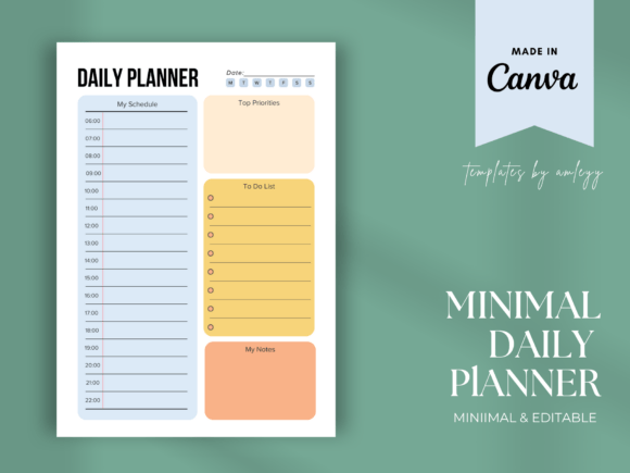 Download Minimal Daily Planner Template for Canva - Premium Resources