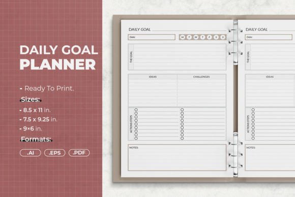 Download Daily Goal Planner | Printable Template - Goal planner Collection