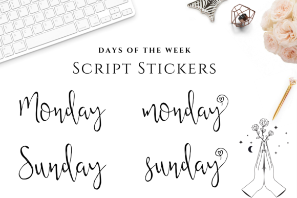Download Script Days of the Week Stickers - Days of the week Collection