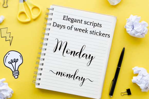 Download Black Days of the Week Script Stickers - Premium Resources