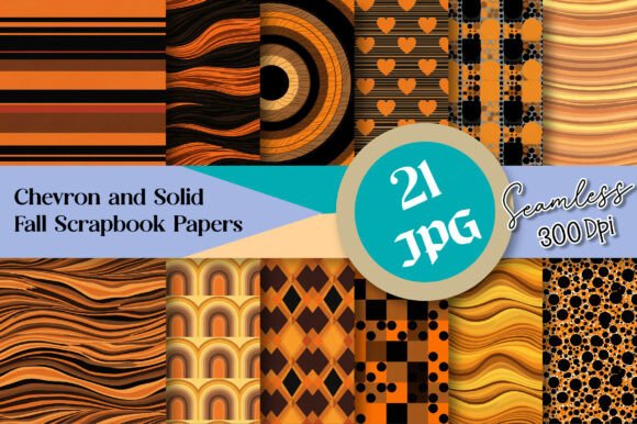 Download Chevron and Solid Fall Scrapbook Papers - Fall scrapbook Collection