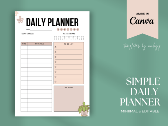 Download Simple Daily Planner Template for Canva - Premium Resources