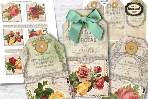 Download Shabby Rose Tags with Pockets - Pockets Collection