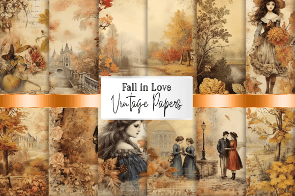 Download Vintage Fall Scrapbooking Papers - Fall scrapbook Collection